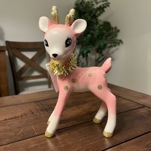 Target Wondershop Pink Gold Ceramic Retro Standing 8” Deer Decorative Figure